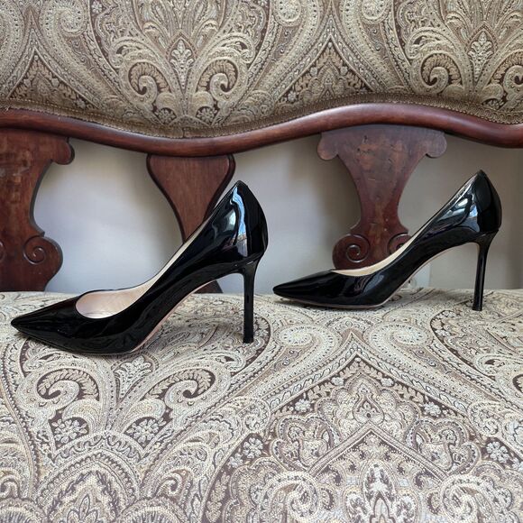 Jimmy Choo Black Patent Leather Romy Heels Pumps Stiletto Shoes Size 8 (US) - Picture 3 of 12